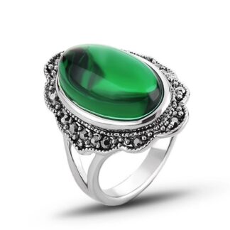 anillo vintage piedra verde