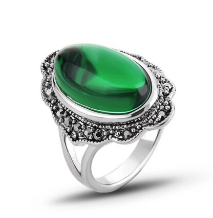 anillo vintage piedra verde